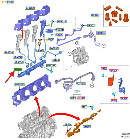 KOLEKTOR WTRYSK PALIWA FORD RÓŻNE MODELE 1868664 _ FM5Q-9D280-AA