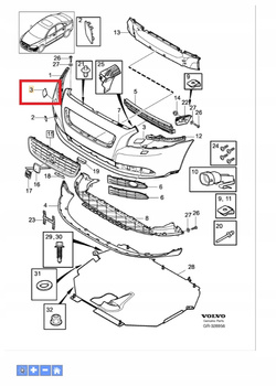 ZAŚLEPKA SPRYSKIWACZA REFLEKTORA PRAWA VOLVO S40 V50 08- OE 39886397