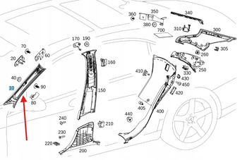 LEWA NAKŁADKA SŁUPKA 'A' MERCEDES S W222 OE A22269001259H99