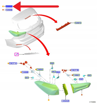 LAMPA LED PRAWY TYŁ W BŁOTNIK FORD FOCUS KOMBI 22- 2651327 _ NX7B-13404-HC