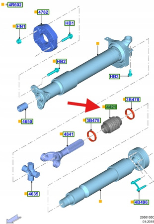 OSŁONA WAŁU TYŁ 5.0 V8 MT82 FORD MUSTANG 2015- OE 5347382 _ FR33-4421-AA