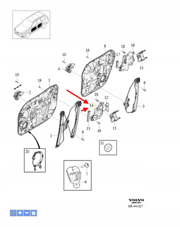 WKŁADKA DO ZAMKA DRZWI PRAWY PRZÓD VOLVO XC90 2016- OEM/OE 31484042