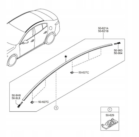 ZESTAW LISTW DO BAGAŻNIKA DACHOWEGO Mazda 3 2024_BCYH509L0A + BCYH509H0A