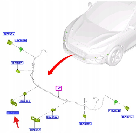 KOSZYK PRAWY CZUJNIKA PARKOWANIA FORD FOCUS 2018- 2382335 _ JX7T-15K872-HB
