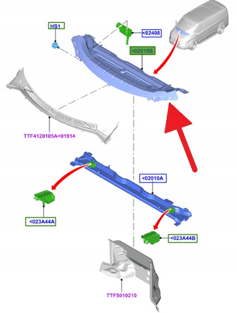 PŁYTA GÓRNA MASKI PODSZYBIE FORD CUSTOM 2012- OE 2629617 _ KK21-V020W10-AD