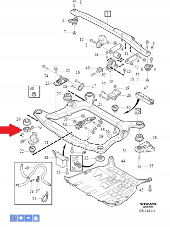 Zestaw podkładek poduszki ramy Volvo OE 31329447
