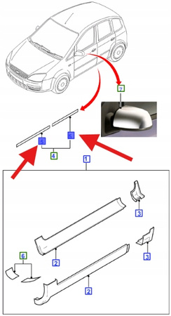 LISTWA ZEWNĘTRZNA DRZWI TYŁ PRAWA C-MAX OE 1316701 _ 3M5J-R23886-BA5ZCT