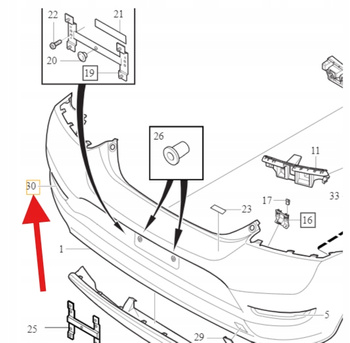 ODBLASK ZDERZAKA PRAWY TYŁ VOLVO C30 2010- OE 31283892