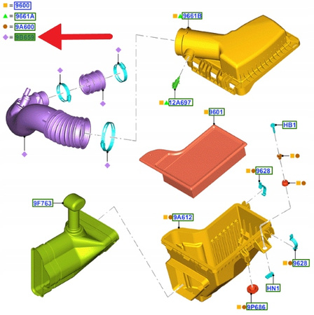RURA FILTRA POWIETRZA 2.3 EB FORD MUSTANG 2015- 5316165 _ FR3C-9F805-AD