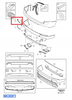 PRAWY ODBLASK ZDERZAKA TYŁ VOLVO XC90 2016- OE 31468557