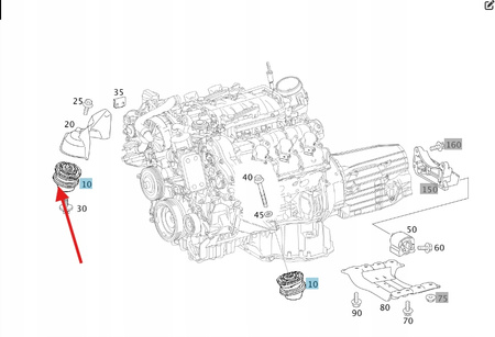 LEWA PODUSZKA SILNIKA BENZYNA M278 MERCEDES S klasa W221 OE A2212406217