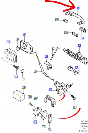 KLAMKA DRZWI TYŁ FORD MONDEO Mk3 2000- OE 1448122 _ 1S71-22404-BFXWAA