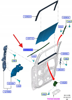 LISTWA SZYBY DRZWI PRAWY TYŁ FORD RANGER 2011- 2453484 _ AB39-26246A33-BF
