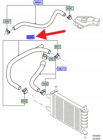 PRZEWÓD CHŁODNICY 1.3 HCS FORD KA 1996- 02 OE 1108090 _ XS51-8B273-CB