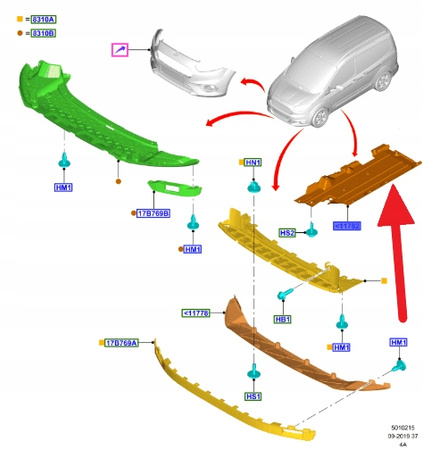 OSŁONA DOLNA PODWOZIA LEWA FORD OE COURIER 2014- JT76-11133-AC 2251347