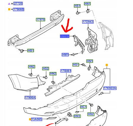 ŚLIZG ZDERZAKA TYŁ PRAWA FORD SMAX Mk1 GALAXY Mk3 _ 1675496 _ 6M21-17A881-AF