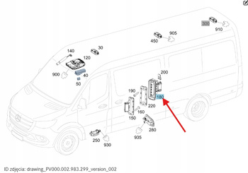 STYK DRZWI PRZESUWNYCH MERCEDES SPRINTER W907 W910 OE A9078213000