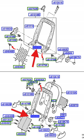 PRZEWÓD LINKA OPARCIA FOTELA PRZÓD FIESTA 1999- 1086653 _ XS61-B62642-AA