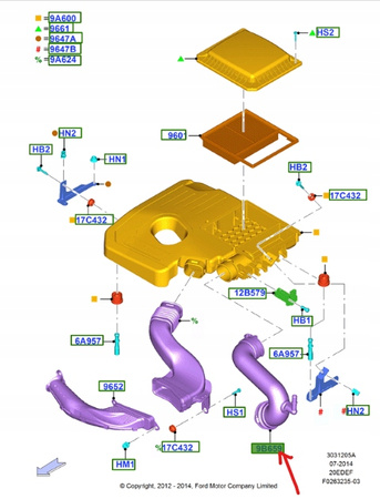 RURA FILTRA POWIETRZA FORD CMAX MONDEO 2.0L HYBRID_5205607_DG93-9R504-AB