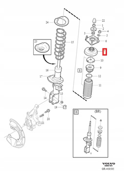 GNIAZDO SPRĘŻYNY,PRZÓD VOLVO S80 I 1999-2006r