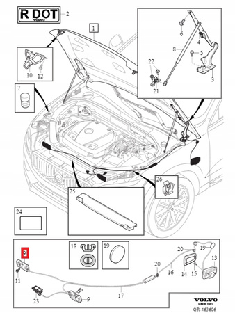 ZAMEK MASKI LEWY VOLVO XC60 2023- OE 32405275