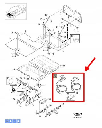 WIĄZKA KLAPY BAGAŻNIKA VOLVO XC90 2016- XC60 V90 OEM/OE 31664216
