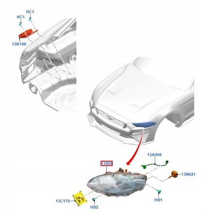 OE REFLEKTOR PRZEDNI LEWY FORD MUSTANG Mk6 2017-_2305308_JR3B-13006-CJ
