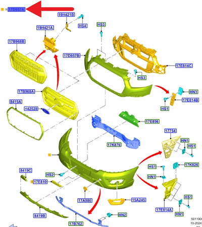 ZDERZAK PRZEDNI TRANSIT 2019- OE 2434750 _ KK31-R17757-GAPRAA