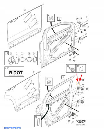 ZAWIAS DOLNY DRZWI PRAWY TYŁ VOLVO XC90 2016- XC60 OEM/OE 31424596