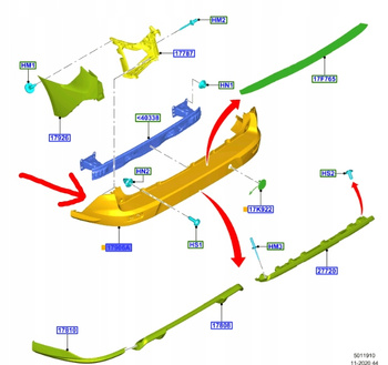 ZDERZAK TYLNY FORD TRANSIT CONNECT Mk2 2013-18 OE