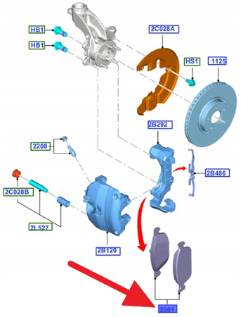 KLOCKI HAMULCOWE PRZÓD FORD TRANSIT CONNECT 2018- 2253408 _ KTKV6C-2K021-BA