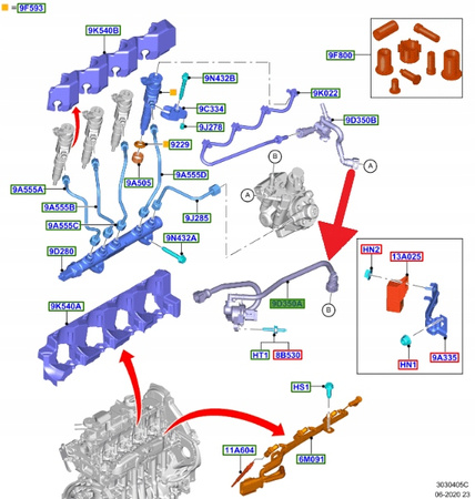 PRZEWÓD POMPY PALIWA 1.5 TDCi CMAX FOCUS FIESTA OE 1918296 _ FM5Q-9D350-CA