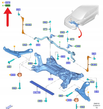DRĄŻEK STABILIZATORA PRZÓD FORD KUGA ESCAPE 2020- 2446231 _ LX61-5482-AEA