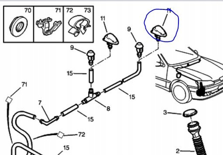 Dysza spryskiwacza PEUGEOT 306 307 4007 ORYGINAŁ 6438H4