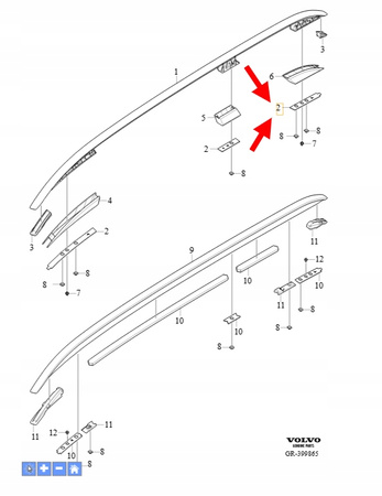 USZCZELKI PRAWEGO RELINGU DACHU VOLVO XC90 2016- OEM/OE 31416879