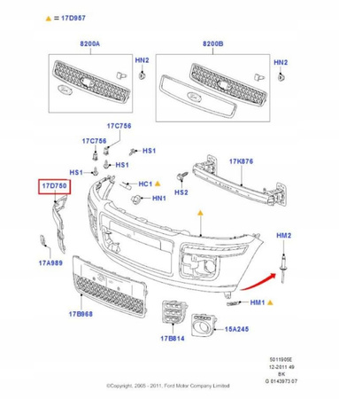 LISTWA ZDRZAKA LEWA FIESTA 01-08 FUSION 01-12 1426574 _ 6N11-17D750-BCXWAA