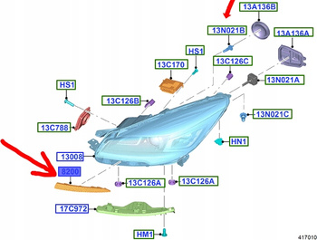 LISTWA KRATKA REFLEKTORA PRAWA FORD KUGA MK2 2012- 5228800 _ CV44-8228-AA