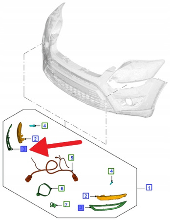 PRAWA RAMKA ZAŚLEPKA ZDERZAKA PRZÓD KUGA 2008- 1774113 _ BV41-15A281-AA