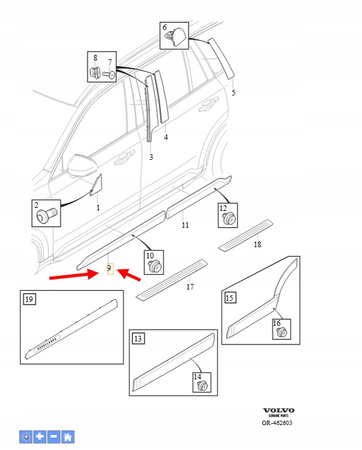 LISTWA OZDOBNA CHROM PRAWA DRZWI PRZÓD VOLVO XC90 2016- OEM/OE 39847887