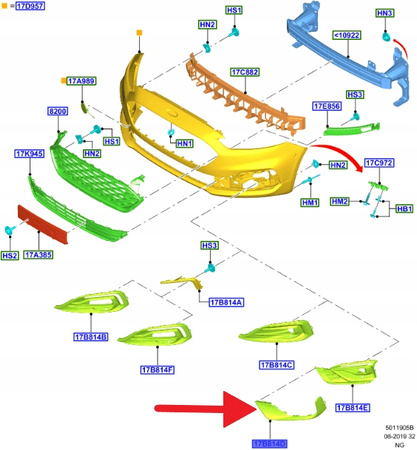 RAMKA HALOGENU LEWA FORD MONDEO Mk5 2019- OE 2386902 _ JS7B-19953-SCXWAA