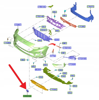 ZAŚLEPKA KRATKI ZDERZAKA DÓŁ PRZÓD KUGA 2020- 2434832 _ LV4B-17E810-SB5UAW