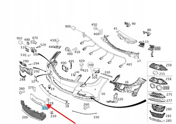 PODKŁADKA UCHWYT TABLICY REJESTRACYJNEJ PRZÓD MERCEDES C W204 A2048173778