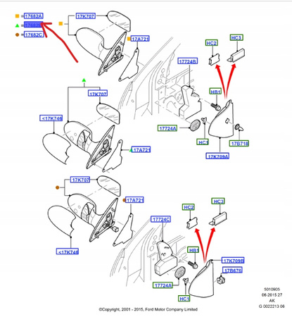 LUSTERKO ZEWNĘTRZNE LEWE ELEKTR FORD FOCUS Mk1 _ 1347113 _ 98AB-17683-UE