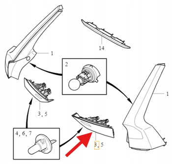 LAMPA TYLNA LEWA W KLAPĘ VOLVO V90 2017- OE 32293883