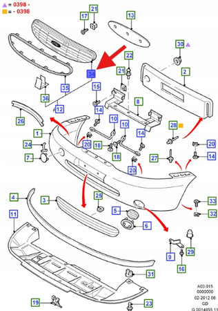 GRILL KRATKA ŚRODKOWA FORD MONDEO 1999- 2000 OE 1112041 _ YS71-8A133-CA