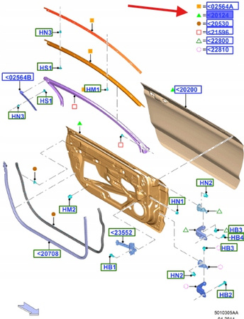 DRZWI LEWE FORD MUSTANG MK6 2015- OE 2377958 _ FR3B-6320125-BL