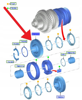 KOŁO ZĘBATE 3 BIEG MMT6 2.0 2.3 EB FOCUS 2012- 18- 1749474 _ 6U3R-7M163-BA
