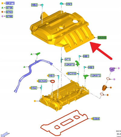 OSŁONA GÓRNA SILNIKA 2.3 EB FORD MUSTANG 2015- OE 2377349 _ FR3E-6A949-AE