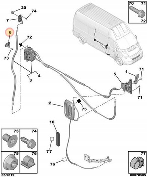 ZACZEP ZAMKA DRZWI PRZESUWNYCH DRZWI TYLNYCH CITROEN JUMPER OE 916494