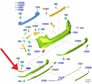 DEFLEKTOR KAMIENI PRAWY TYŁ FORD FOCUS HB 18- 2302040 _ JX7B-17F784-SAPRAA